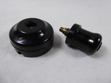 Bakelit Aufputz Telefon Anschlussdose mit Walzenstecker Rundstecker