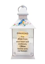 Denkmal blau Vogel Laterne Leuchte Lampe Design batteriebetrieben LED Grab dekorieren