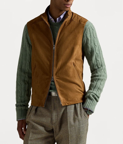 Braune wildleder lederweste - braune,