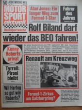 MOTOR SPORT aktuell 50 - 1978 Biland BEO Renault Alan Jones Daly Kenny Roberts