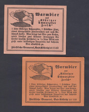 2x Etikett "Köstritzer-Warmbier-R. Zersch Fürstliche Brauerei Bad Köstritz"