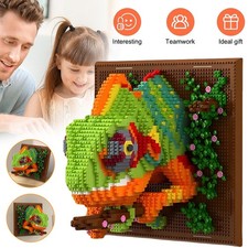 Chamäleon Bausteine Spielzeug Bauspielzeug 3D Chameleon Wandkunst Klemmbausteine