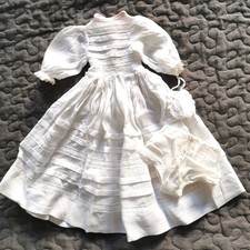 antikes  seidiges Biedermeier Puppenkleid  m. Unterhose f. antike Modepuppen