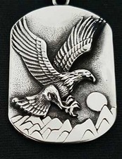 Hundemarke Adler Anhänger Sonne Berg Anhänger Edelstahl Halskette Biker KE075