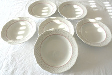 Eschenbach La Reine Serie 6 x tiefe Teller weiß rosafarbend gemustert FM 13