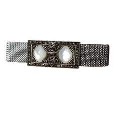 Aura by TJM Sterling Silber dehnbares Lapis Armband mit Swarovski Markasiten