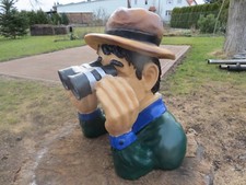 Spanner Büste Spion 30x28cm Beobachter Garten Figur Skulptur Jäger Fernglas