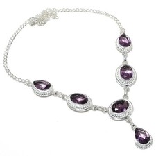 Amethyst Edelstein Handgemacht 925 Sterling Silberschmuck Halsketten Größe