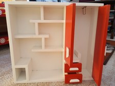 barbie möbel aus holz, Schrankwand, Rot/Weiß, mit Schubladen