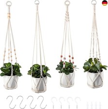 Petutu Makramee Blumenampel - 4er Set Boho Deko Hängeampel für Blumentöpfe und P