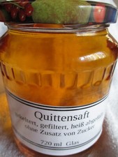 Quittensaft Direktsaft gekeltert gefiltert heiß abgefüllt ohne Zusatz Zucker