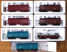 Roco 46770, 46778, 66431, 2x 46748, 2x 46773   Teleskophauben- und Coil-Wagen