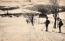 AK  Winter im Erzgebirge Oberwiesenthal 25.2.23 Stempel Wintersportplatz Oberr.