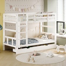 Etagenbett Hochbett Stockbett Holzbett Massivholz mit Lattenrost Weiß 90x200