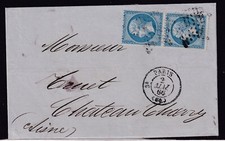 FRANKREICH 1866 Kaiser Napoleon III 20 C blau (vertikales Paar, VIELFALT: schwerer Fehlper
