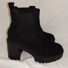 ASOS Plateau Chelsea Boots, Stiefeletten Schwarz, eleganter Blockabsatz, Velours