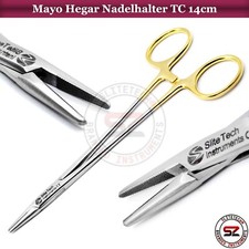 Mayo Hegar Nadelhalter gerade 14 cm TC gold chirurgisch Naht Nadel OP