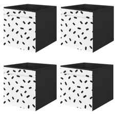 4x Dröna Ikea Fach schwarz/weiß Punkte Box Kallax Aufbewahrung Kiste 33x38x33