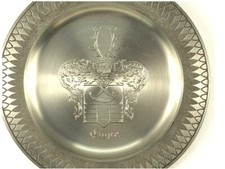 ENGER  FAMILIENWAPPEN    ZINNTELLER MIT GRAVUR  RÖDER ZINN AUS SOLTAU  UNIKAT