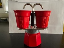 Bialetti Mini Espressokocher 2 Tassen Rot Aluminium Set Camping