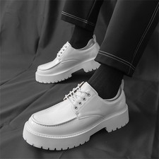 Herren Platform Oxfords Schnürung Chunky Heel Derby Oxford Schuhe Neu