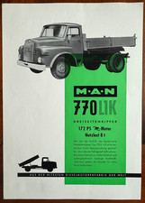 Prospekt 1960er Jahre MAN Lkw Typ 770 L 1 K 3-Seitenkipper Nutzlast 8 t brochure