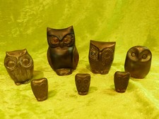 7 Messing Eulen aus Sammlung,  Konvolut