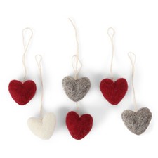 Handmade Wool Heart Ornament Set of 6 – Fair Trade