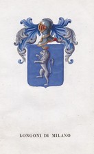 Longoni di Milano - Stemma Wappen coat of arms blasone Stich engraving