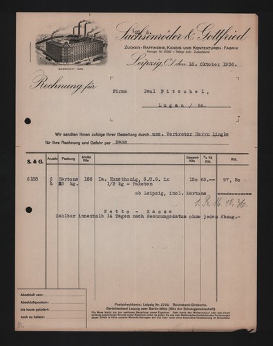 Leipzig rechnung 1936 - leipzig,,