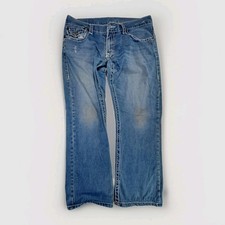 True Religion Billy Super T Jeans Mens Herren Row 38 Seat 34 Blau Dicke Seilnaht