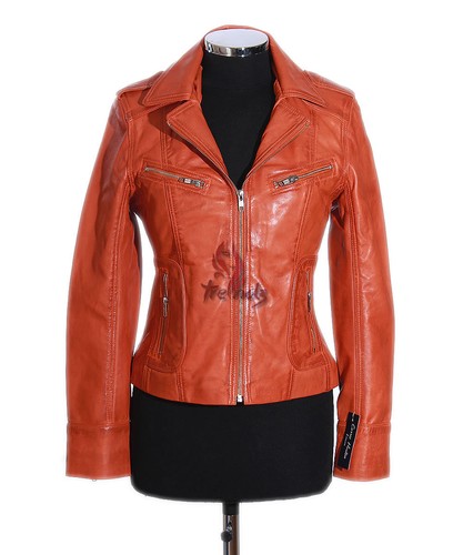Rachel damen lederjacke orange - rachel,