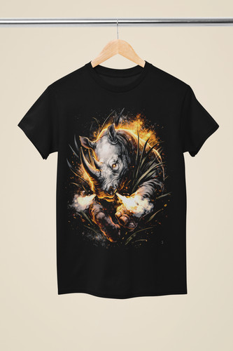 Charging rhino fire - fire, t-shirt
