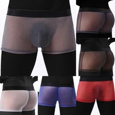 Herren Slips Höschen Spanex Bequem Boxershorts Brustbeutel Durchsichtig