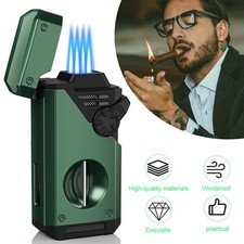 Multifunktions Taschenlampe Feuerzeug mit Cutter, Punch, Halter,Vier Flammenstra