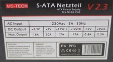 Netzteil 450 Watt ATX  – MS-Tech – MS-N450-VAL –  24-Pol