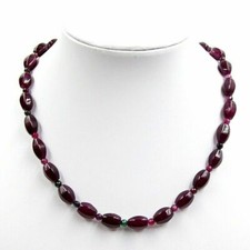BAILYSBEADS edle designer lila Granat & Trumalin Halskette Necklace Collier