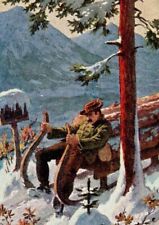 112/165 SAMMELBILD HOCHGEBIRGE HOLZEINSCHLAG TRANSPORT HOLZ SCHLITTEN WINTER