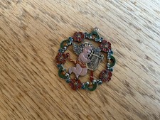 Zinn Bild,Wandbild,Anhänger, Engel mit Harfe, circa 6 cm, neuwertig, bunt bemalt