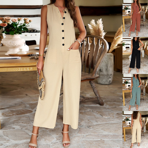 Damen jumpsuit leinen - damen,