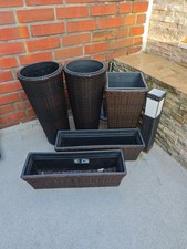 Blumentopfe + Einsatz Blumenkübel Rattan-Optik Braun