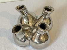 Kleine Silberne Tulpenvase 4 Röhrchen Deko Vase Blumenvasen