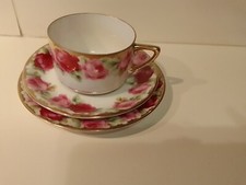 Beyer&Bock Kaffeegedeck, 3 Tlg ,Rose Mit Goldrand, II Wahl 