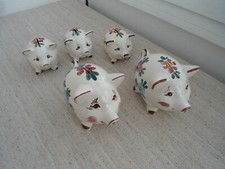 5 Sparschwein Sparschweine Sparkasse Porzellan 70er Handbemalt Vintage (B)