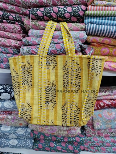 Gesteppte gelbe einkaufstasche - gesteppte,
