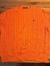 Ralph Lauren Pullover Orange Rundhals XXL Langarm Neu ohne Etikett Zopfmuster