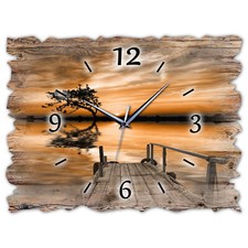 BM Holz Wanduhr leise lautlos Funkwanduhr gross XXL Shabby Vintage 9941-H1-funk