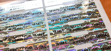 42 Hologramm Siegel NUMERIERT NUMMER Aufkleber Garantiesiegel 50x10 mm Sticker