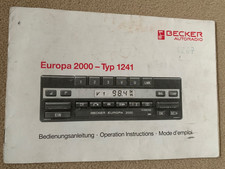 Bedienungsanleitung : Mercedes BECKER AutoRadio Europa 2000- Typ 1241