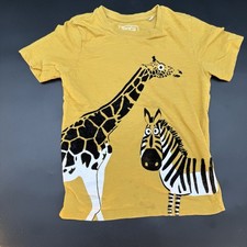 T-Shirt Giraffe & Zebra – Gelb – Größe 128 – Guter Zustand – Stylisch